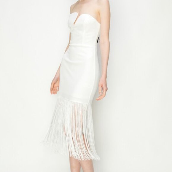 NWT White Strapless Fringe Bodycon Dress @The King Kouture Boutique - Picture 6 of 10